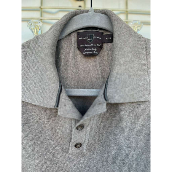 Men’s Black Brown 1826 Italian Merino Wool Crewneck Sweater Size XL - Picture 11 of 13